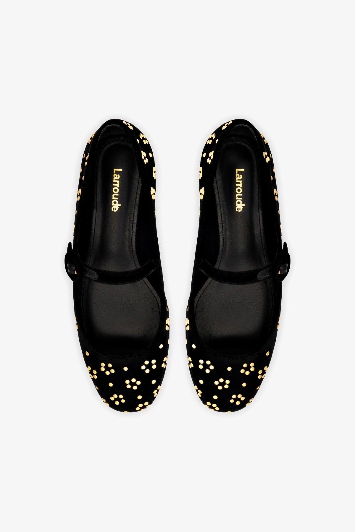 Blair Ballet Flat In Black Velvet and Gold Studs