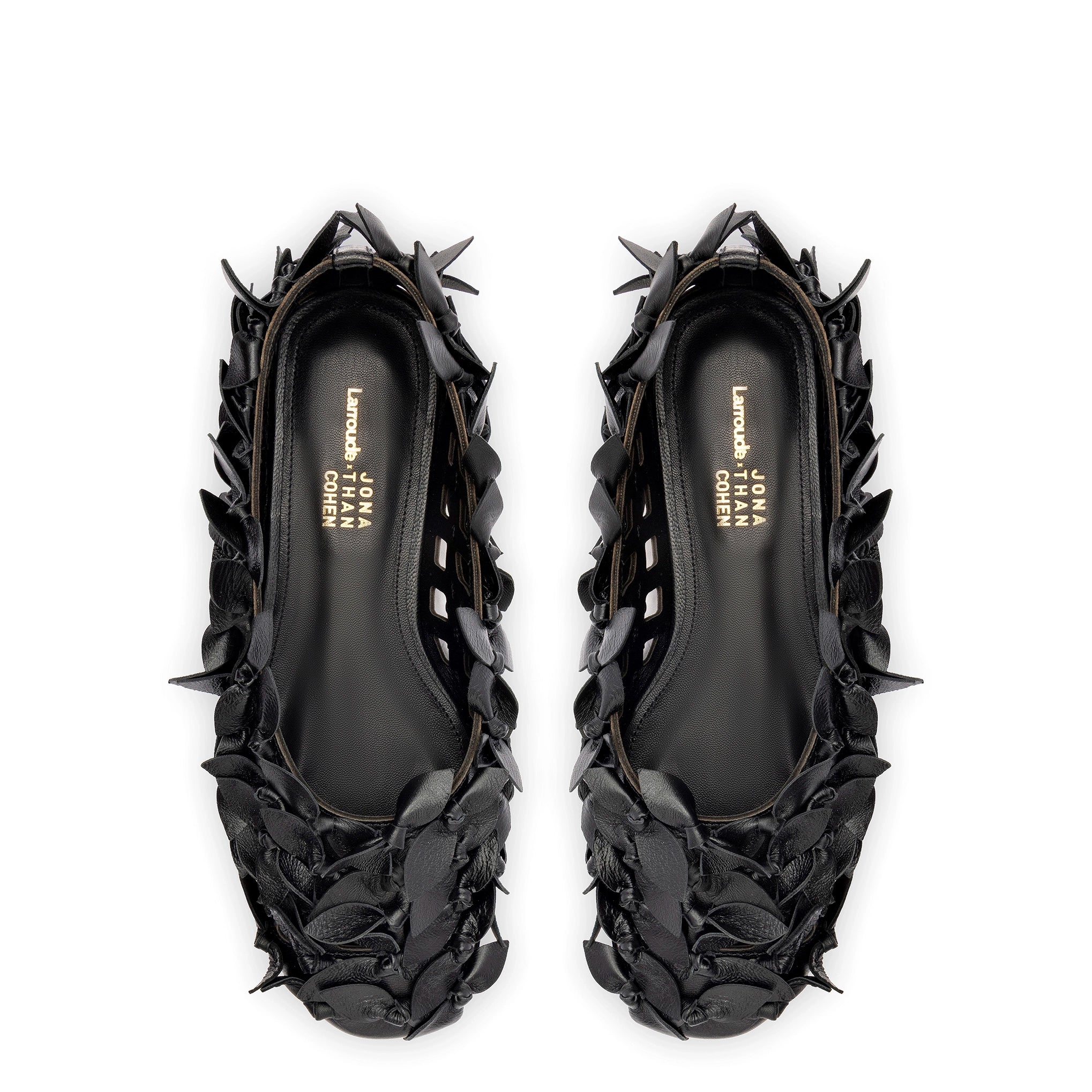 Larroude x Jonathan Cohen Ballet Flat In Black Leather