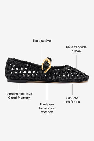 Sapatilha Verona Macramê Ráfia Preto