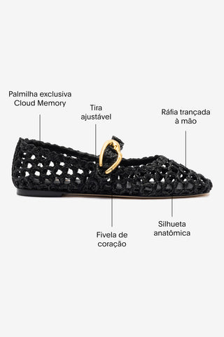 Sapatilha Verona Macramê Ráfia Preto