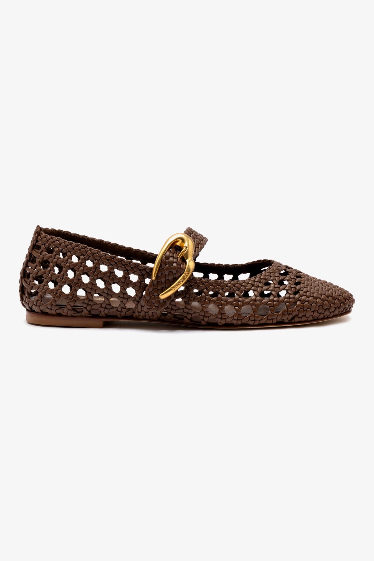 Verona Macrame Ballet Flat In Burnt Umber Leather