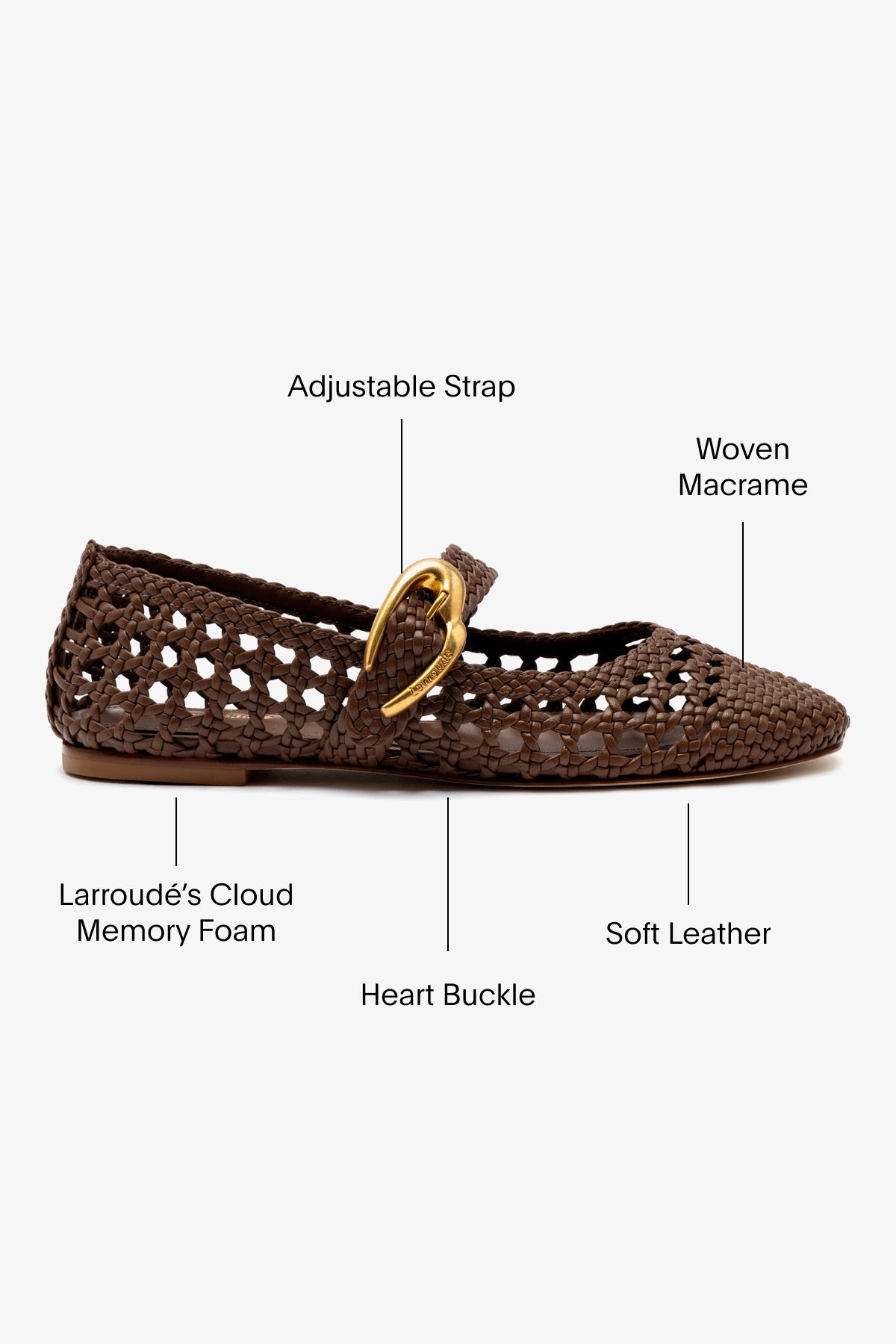 Verona Macrame Ballet Flat In Burnt Umber Leather