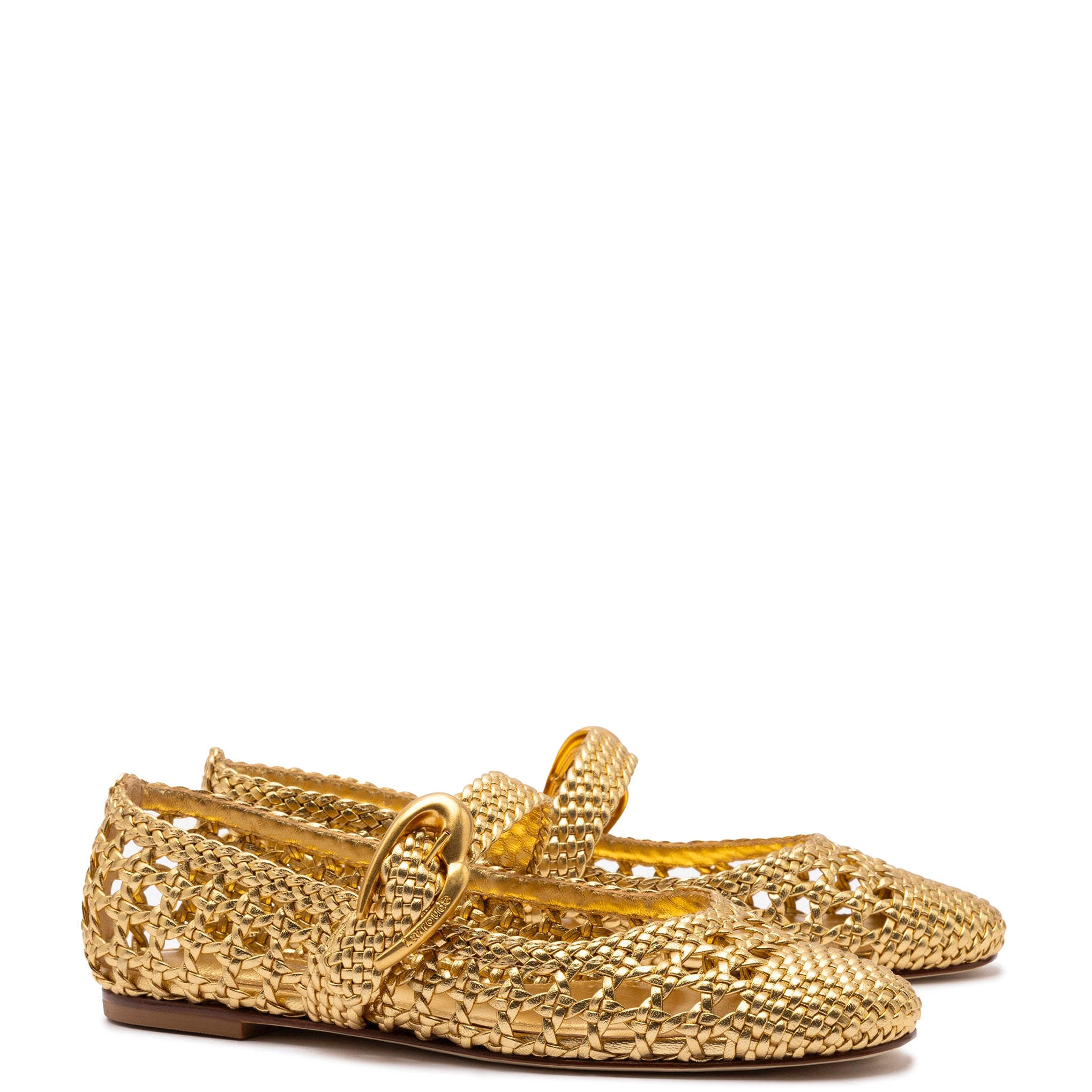 Verona Macrame Ballet Flat In Gold Metallic Leather