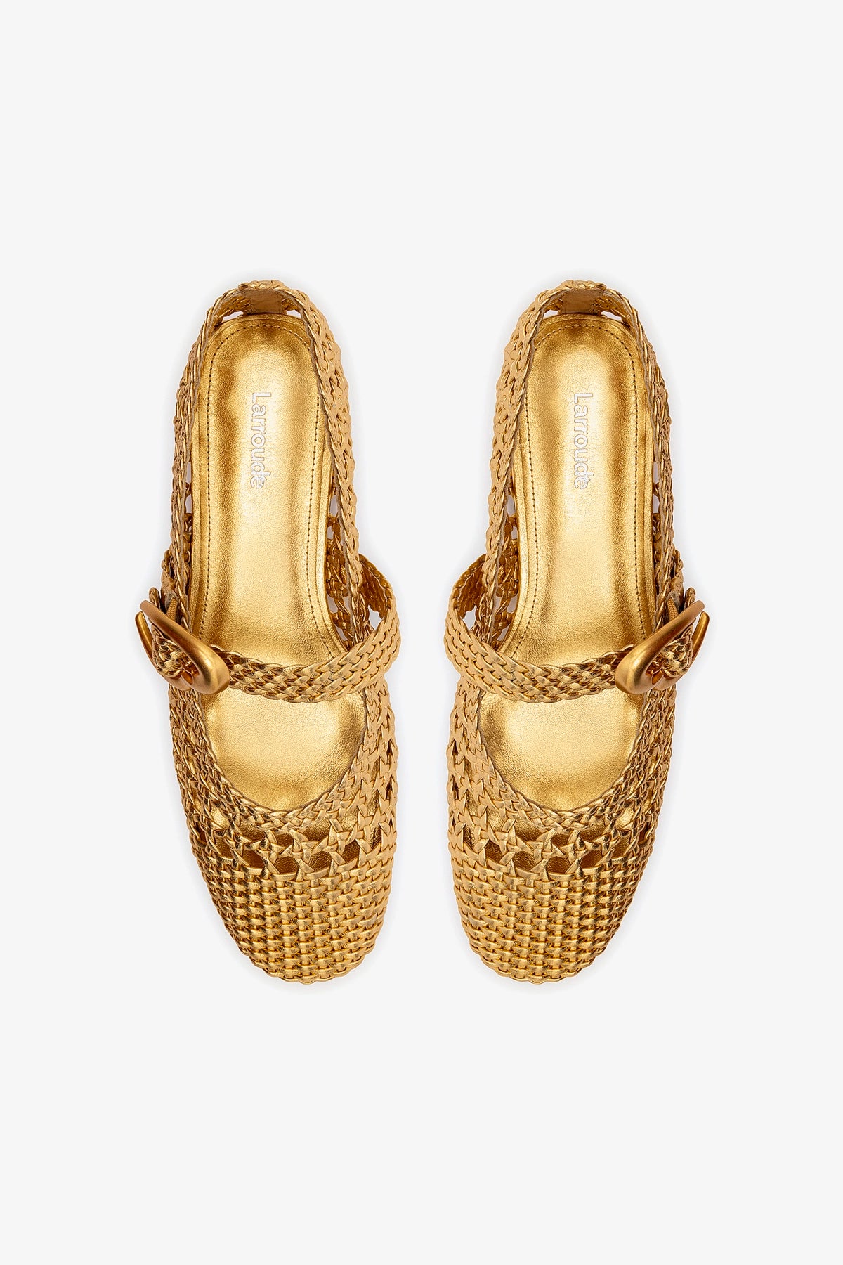 Verona Macrame Ballet Flat In Gold Metallic Leather