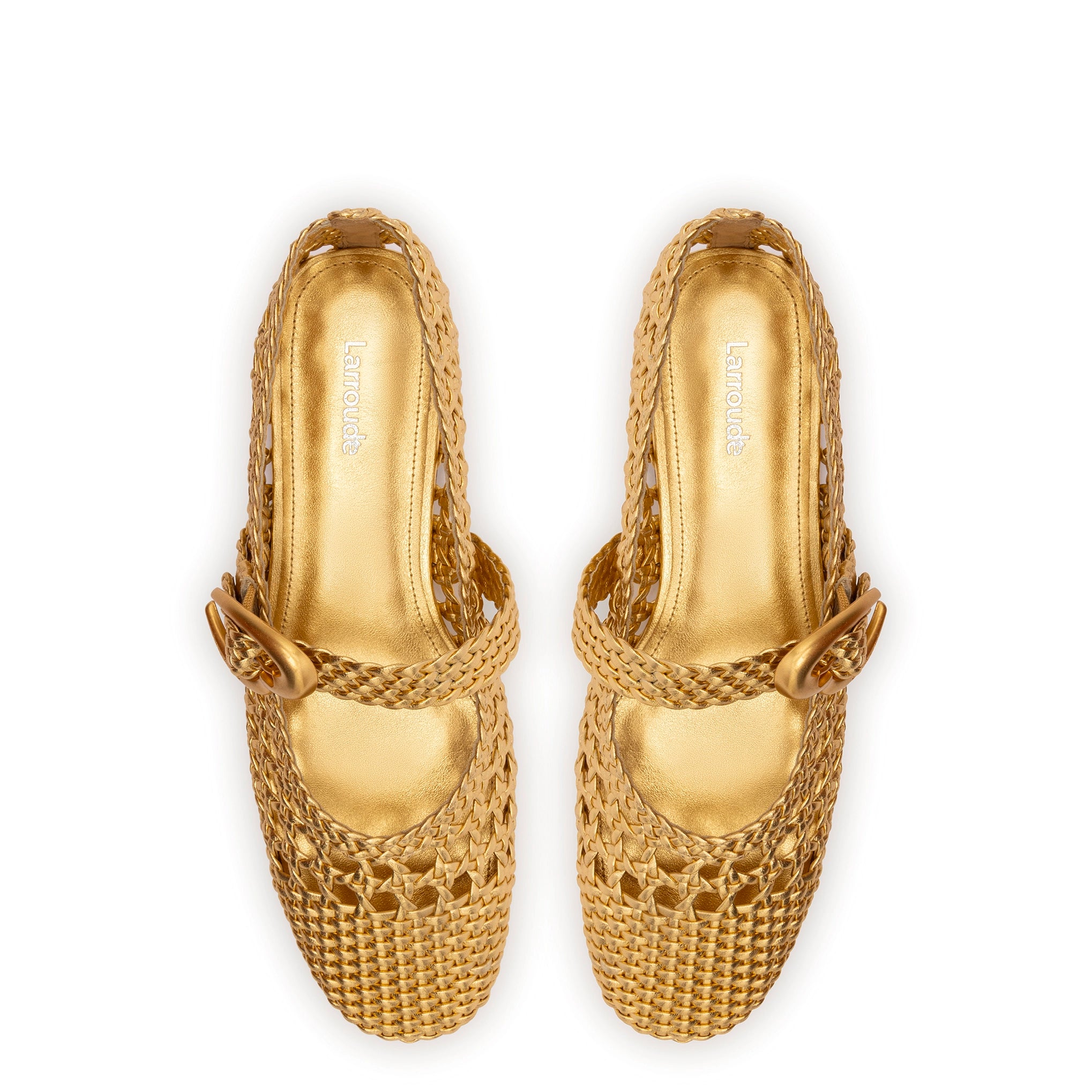 Verona Macrame Ballet Flat In Gold Metallic Leather