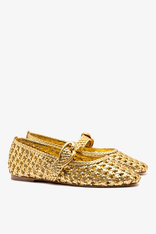 Sapatilha Verona New Macramê Couro Dourado