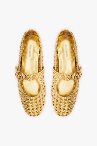 Sapatilha Verona New Macramê Couro Dourado