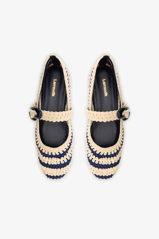 Sapatilha Verona Crochê Azul e Off White