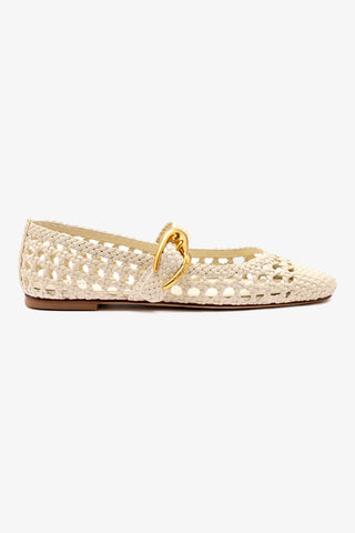 Verona Macrame Ballet Flat In Ivory Leather