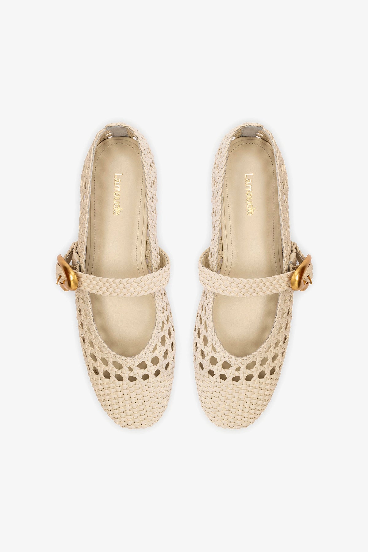 Verona Macrame Ballet Flat In Ivory Leather