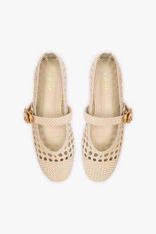 Verona Macrame Ballet Flat In Ivory Leather
