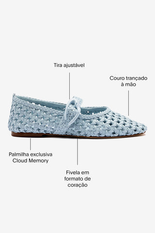 Sapatilha Verona New Macramê Couro Azul