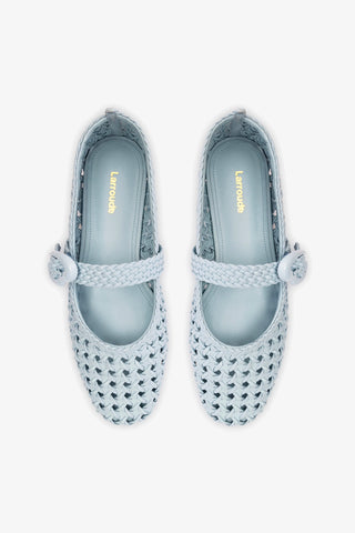 Sapatilha Verona New Macramê Couro Azul Womens - Shoes - Flats Larroudé