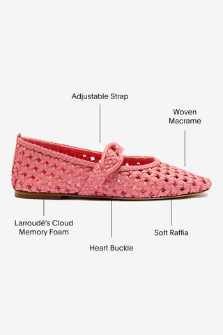 Verona Macrame Ballet Flat In Pink Sorbet Leather