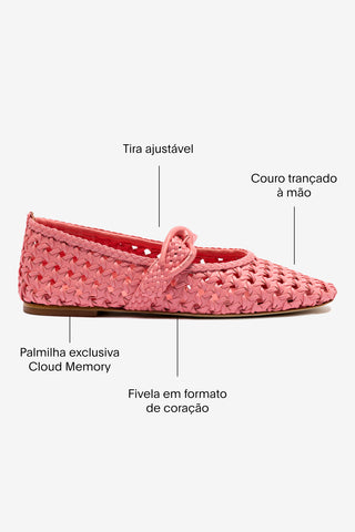 Sapatilha Verona New Macramê Couro Rosa