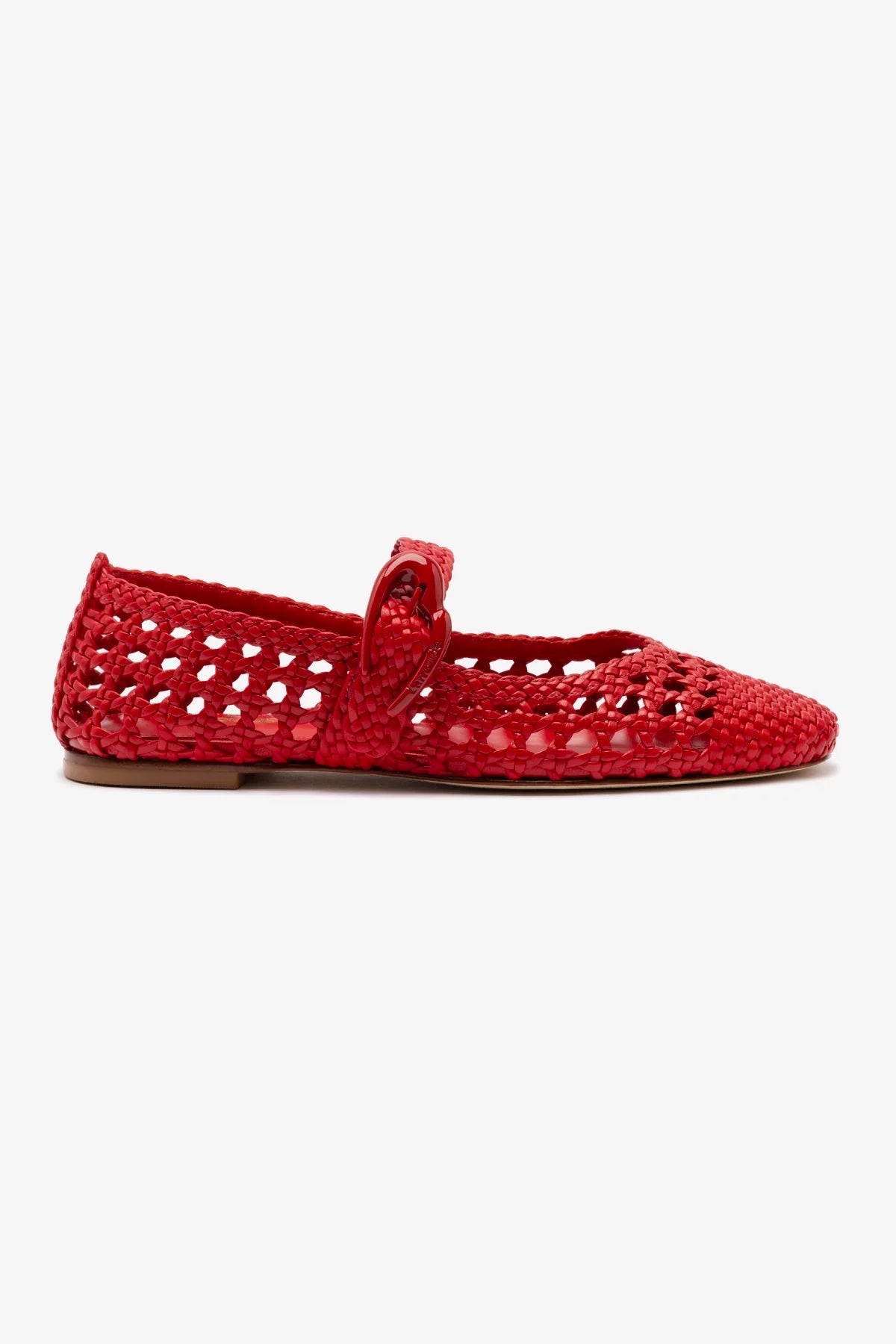 Verona Macrame Ballet Flat In Scarlet Leather