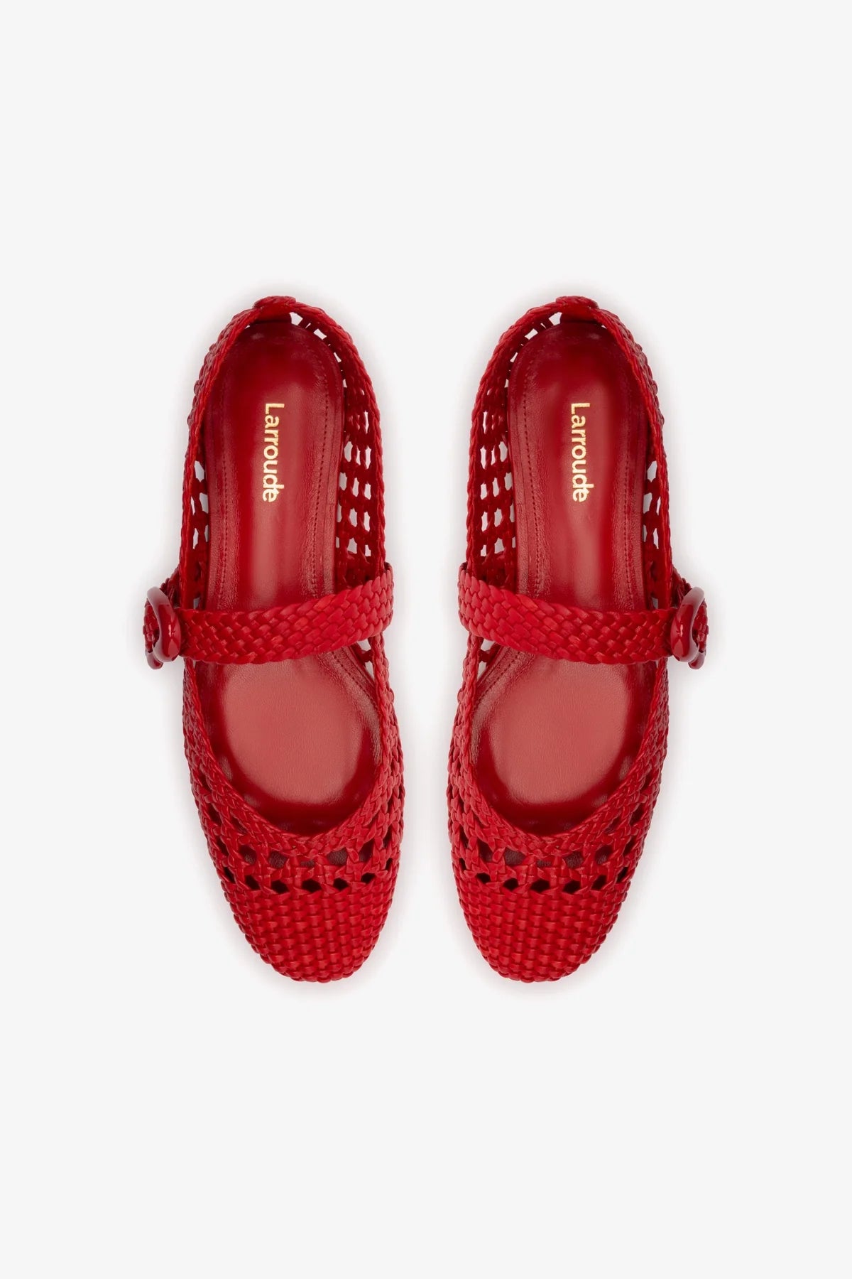 Verona Macrame Ballet Flat In Scarlet Leather