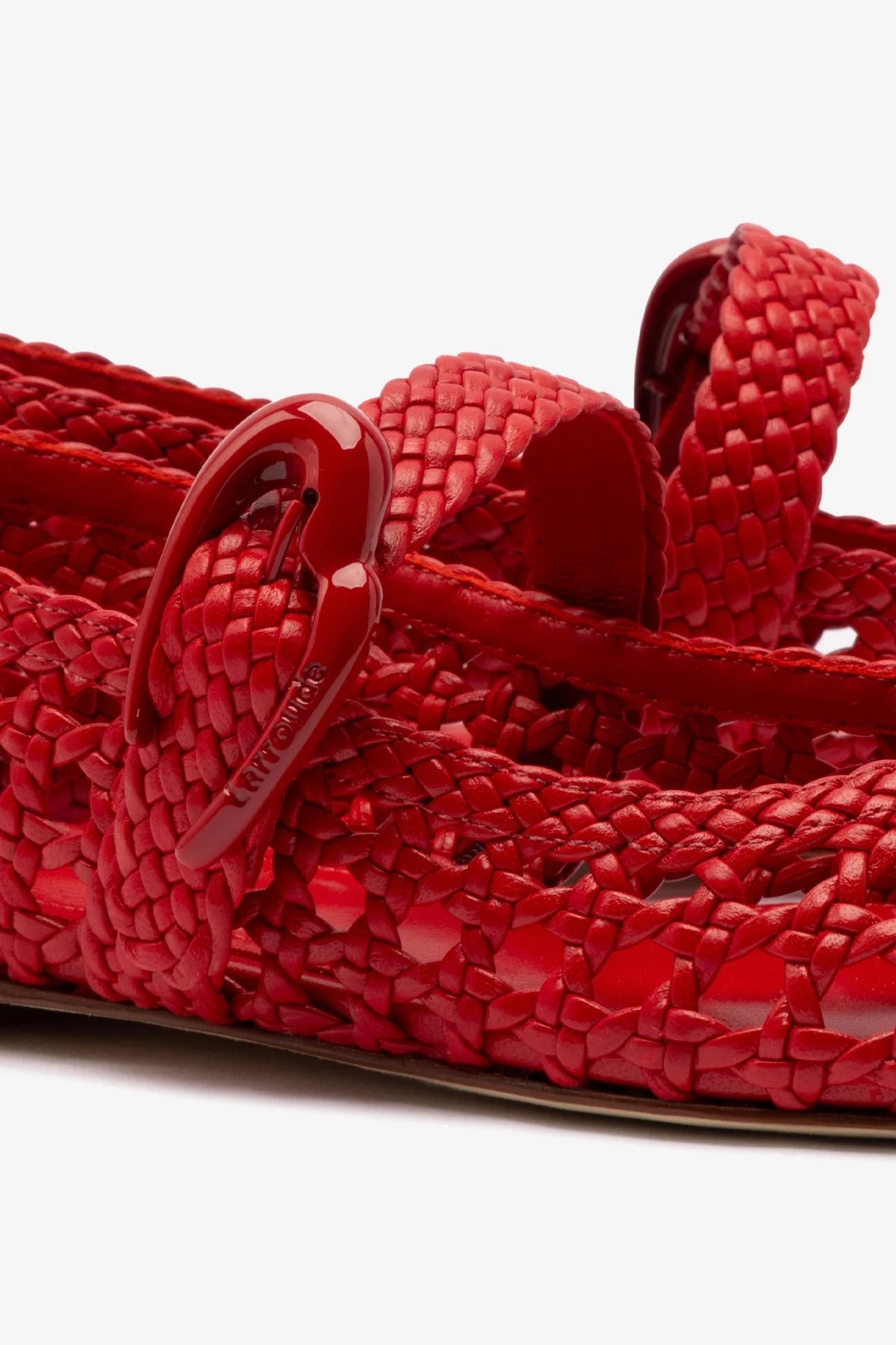 Verona Macrame Ballet Flat In Scarlet Leather