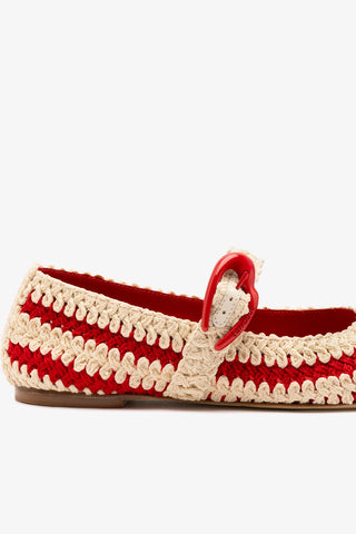 Sapatilha Verona Crochê Vermelho e Off White
