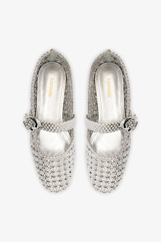 Sapatilha Verona New Macramê Couro Prateado