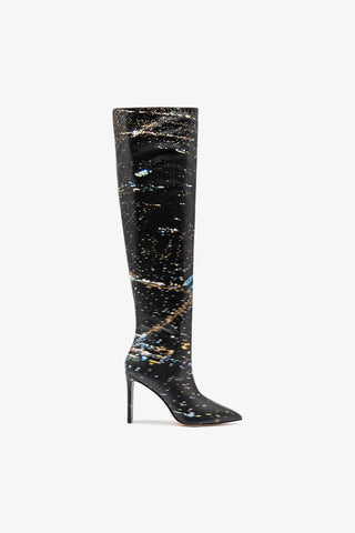 Larroudé x Libertine: Bota Couro Estampado Preto Womens - Shoes - Boots Larroudé x Libertine