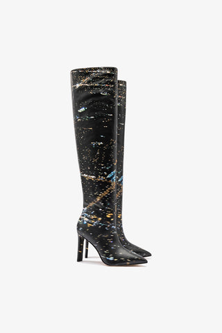 Larroudé x Libertine: Bota Couro Estampado Preto Womens - Shoes - Boots Larroudé x Libertine