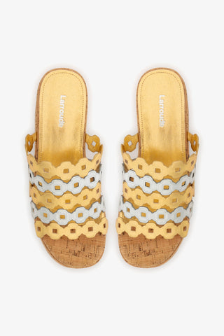 Mule Charli Couro Dourado e Prateado