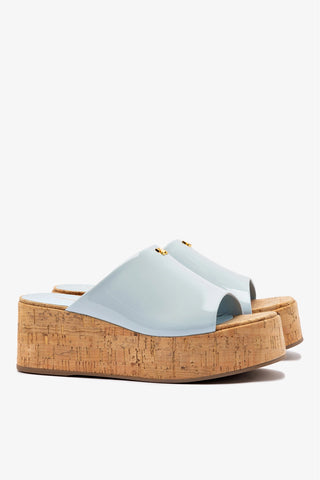 Mule Charli Couro Verniz Azul