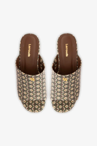 Mule Charli Couro Verniz Estampado Verde