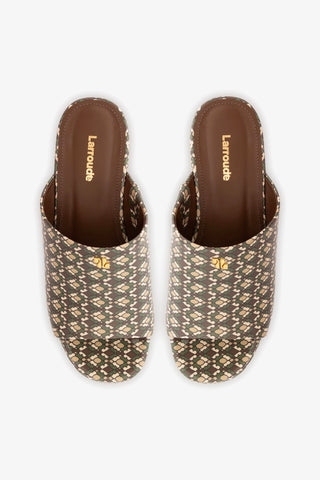 Mule Charli Couro Verniz Estampado Verde