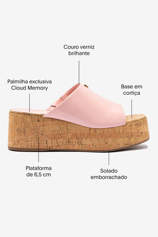 Mule Charli Couro Verniz Rosa