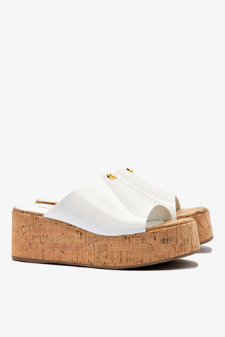 Mule Charli Couro Verniz Branco