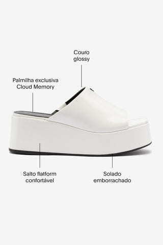 Mule Charli Box Couro Branco