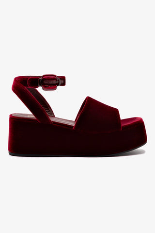 Sandália Flatform Charli Veludo Vinho