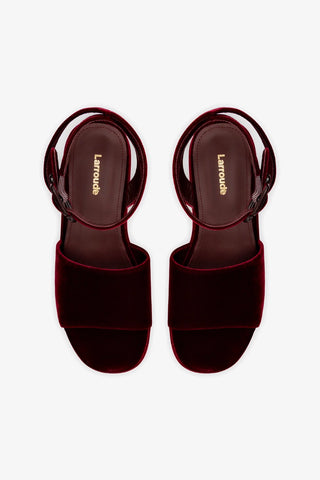 Sandália Flatform Charli Veludo Vinho