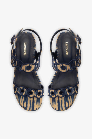 Flatform Florence Ráfia Tie Dye Bege e Azul Womens - Shoes - Flatforms Larroudé