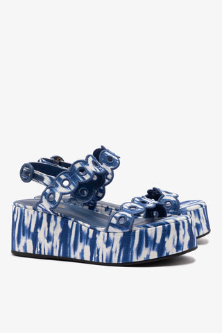 Flatform Florence Ráfia Tie Dye Azul Womens - Shoes - Flatforms Larroudé