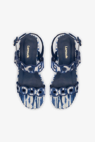 Flatform Florence Ráfia Tie Dye Azul