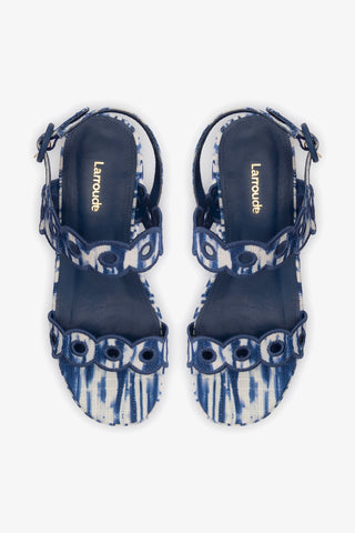 Flatform Florence Ráfia Tie Dye Azul Womens - Shoes - Flatforms Larroudé