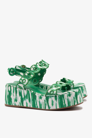 Flatform Florence Ráfia Tie Dye Verde