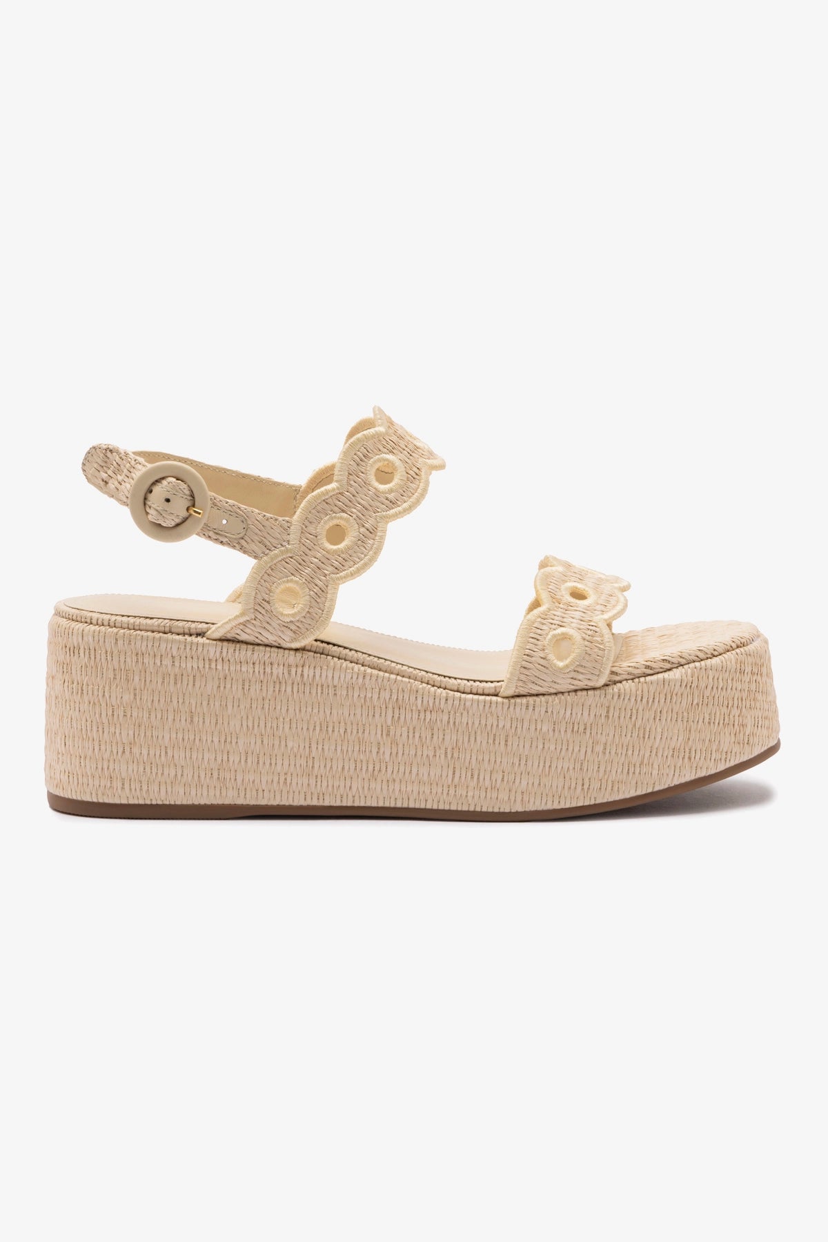 Florence Broderie Flatform In Natural Raffia