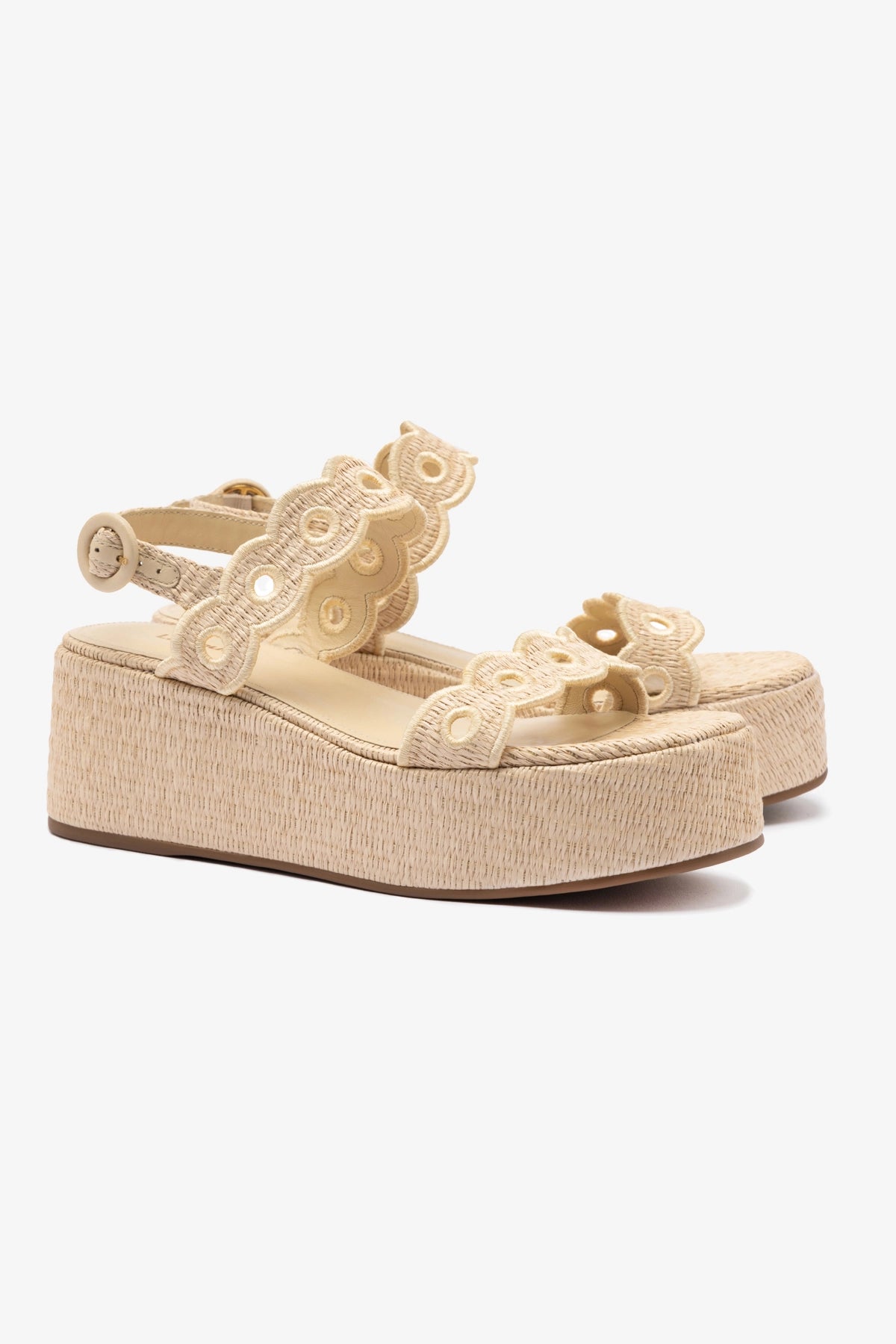 Florence Broderie Flatform In Natural Raffia