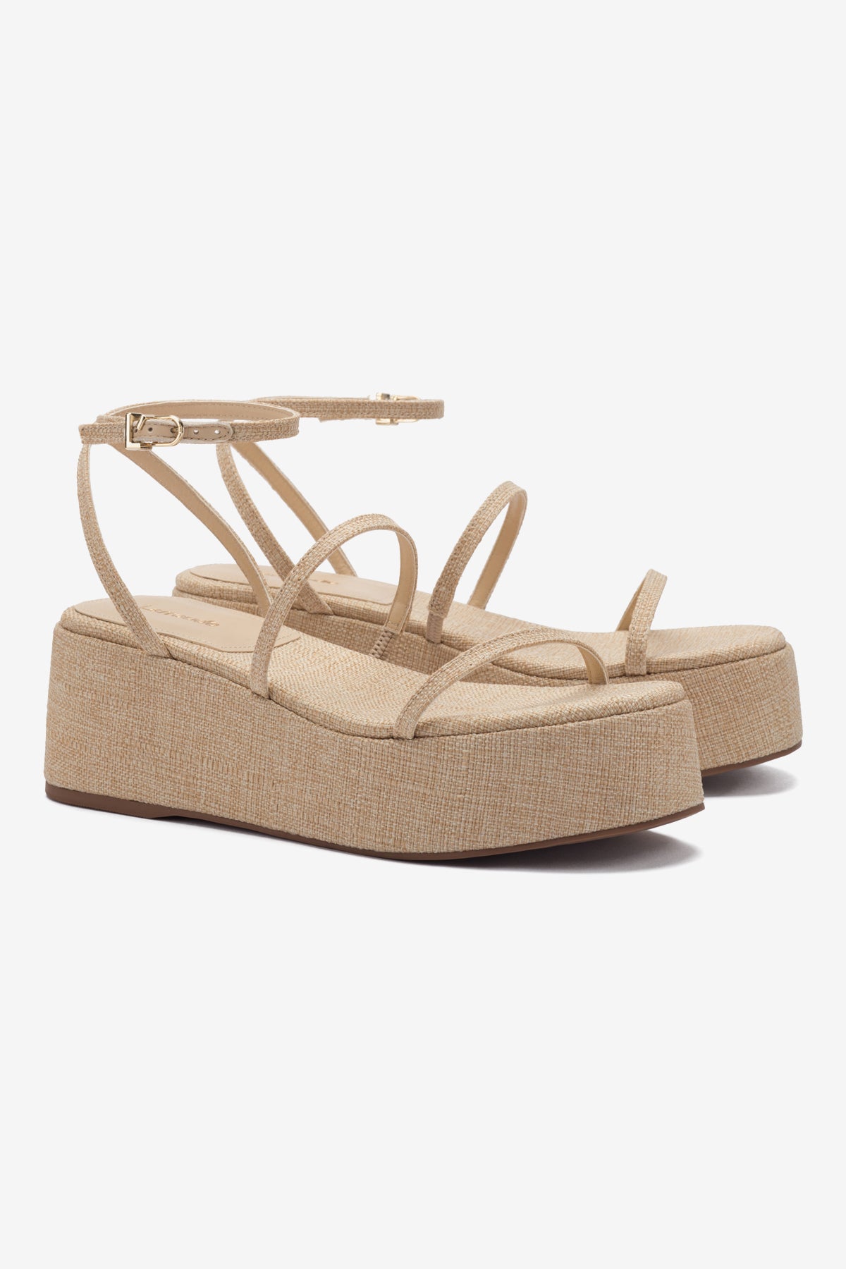 Gio Flatform Sandal In Beige Raffia