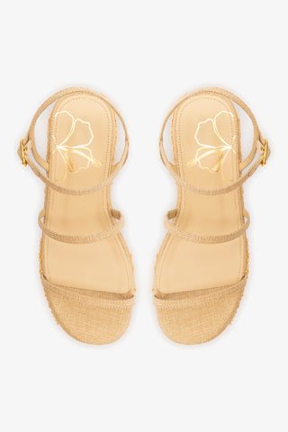 Flatform Gio Ráfia Bege Bordado Floral