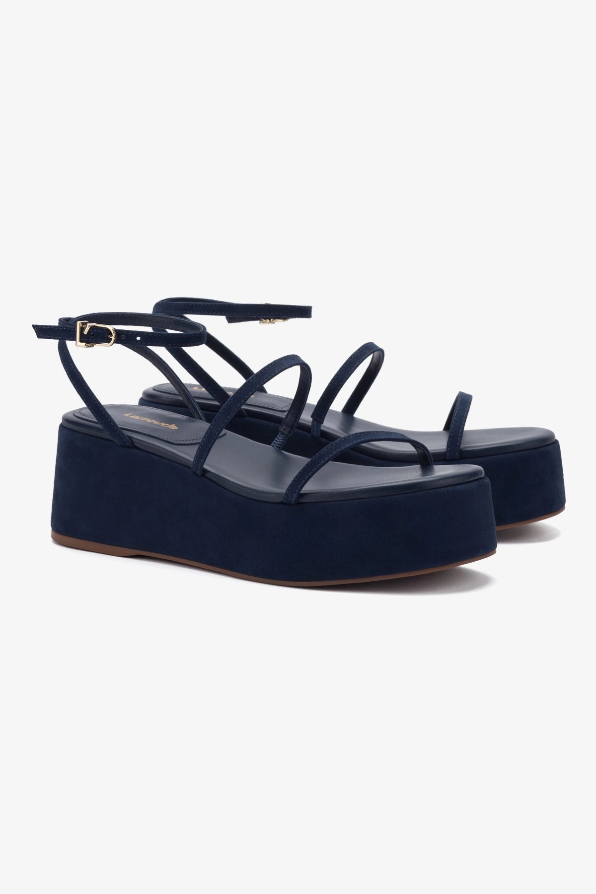 Gio Flatform Sandal In Navy Suede