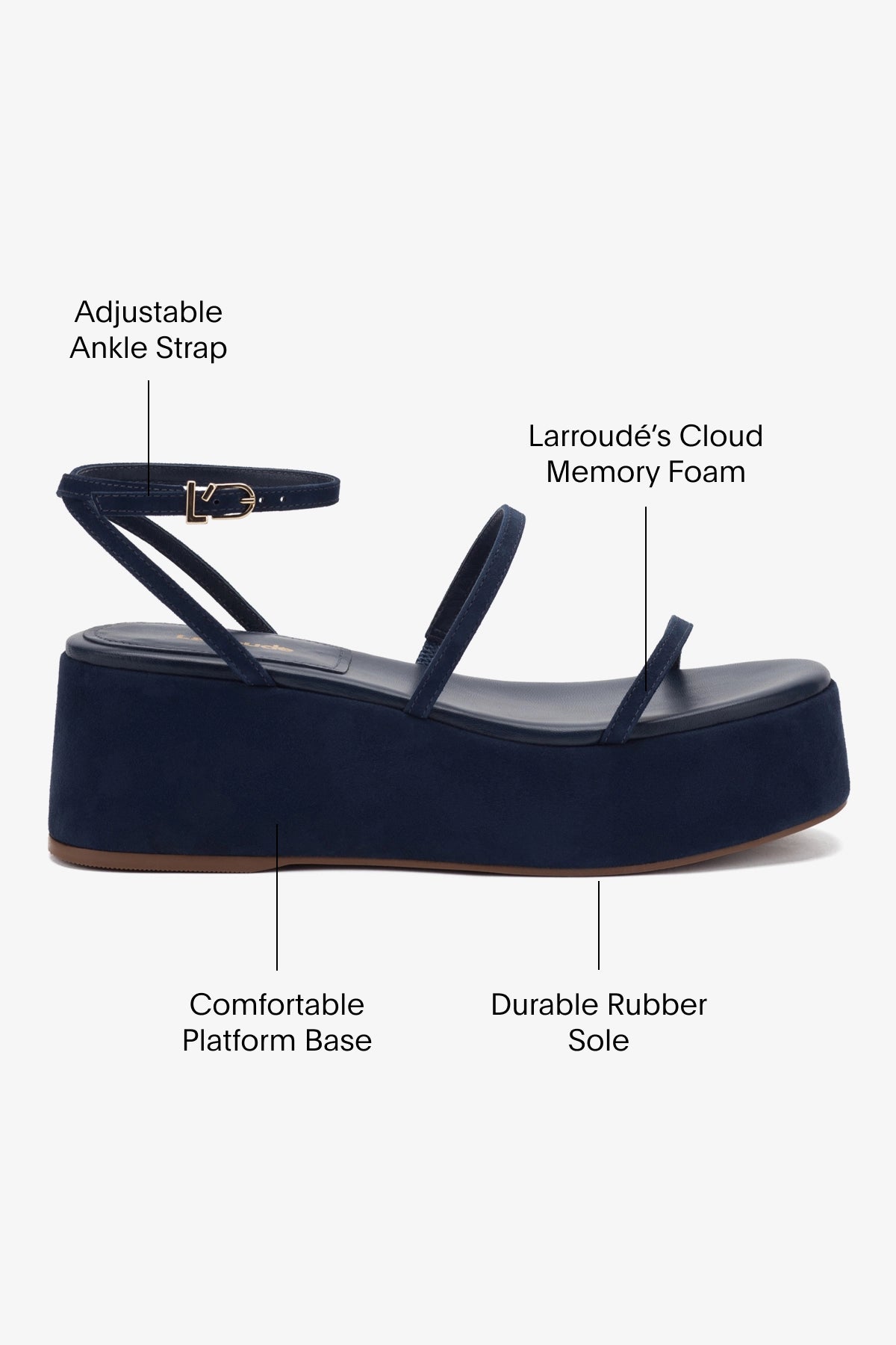 Gio Flatform Sandal In Navy Suede