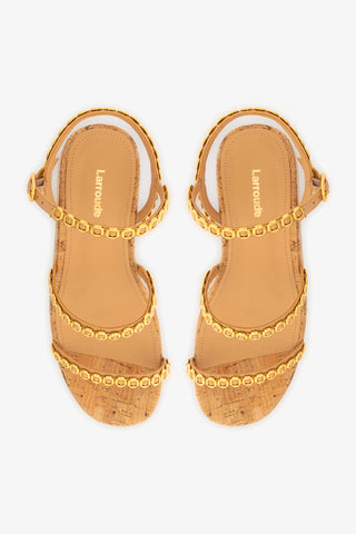 Flatform Gio Milanina Couro Bege e Cortiça Womens - Shoes - Flatforms Larroudé