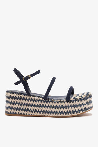 Flatform Gio Camurça Azul Flatform Larroudé