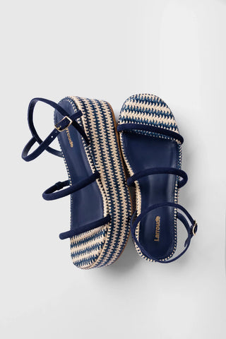 Flatform Gio Camurça Azul Flatform Larroudé