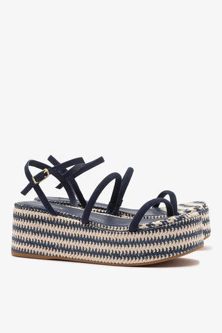 Flatform Gio Camurça Azul Flatform Larroudé